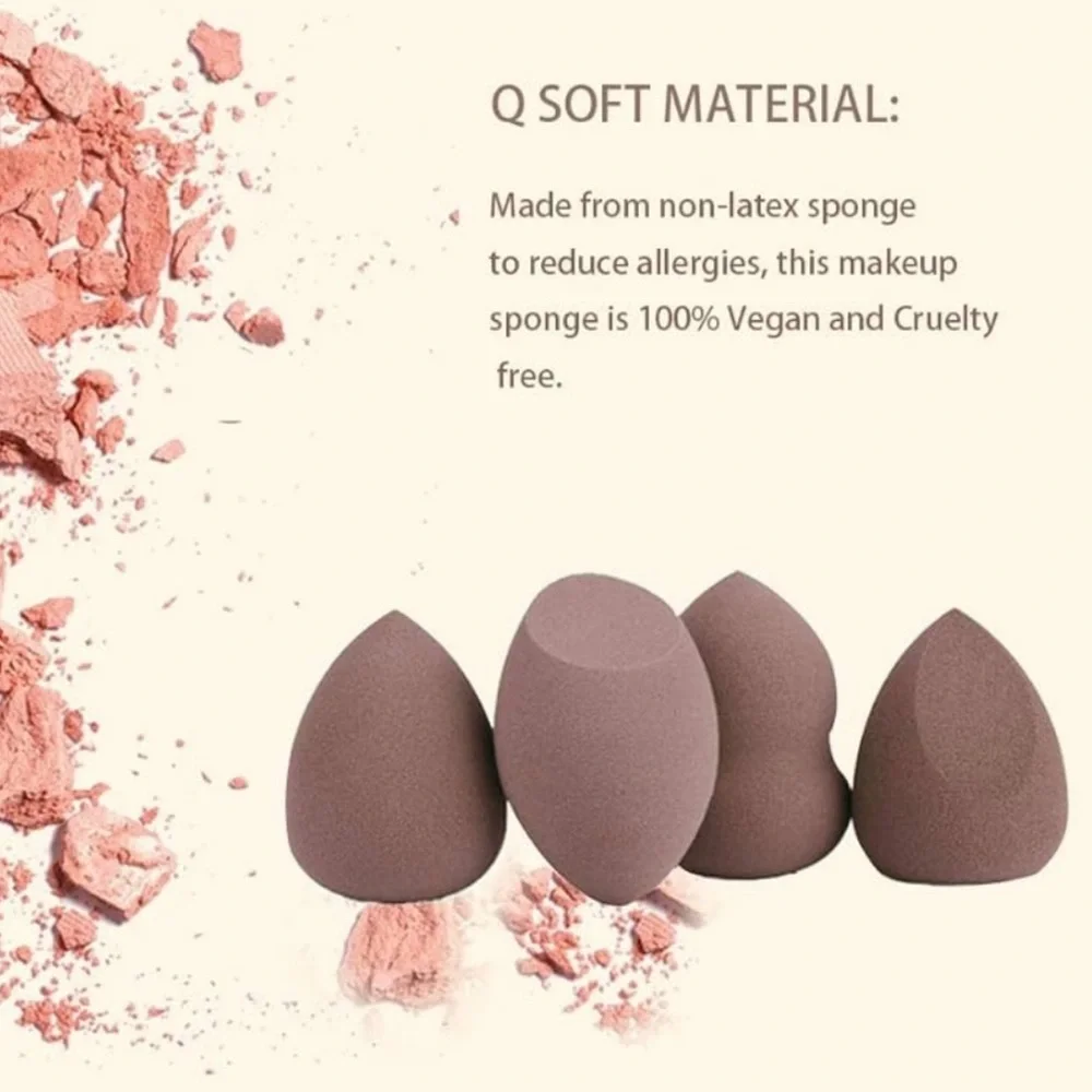 💞 New Set of 4 Brown Makeup Beauty Blender Sponges